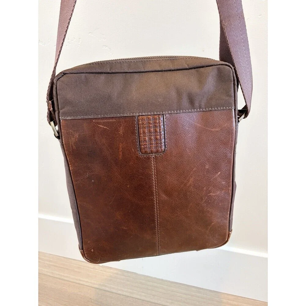Boconi Coated Zipper Leather Cross Body Bag RFID Protection